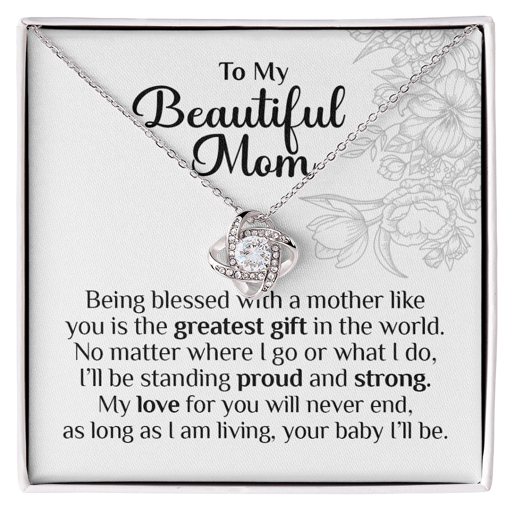 To My Beautiful Mom, Love Knot Necklace