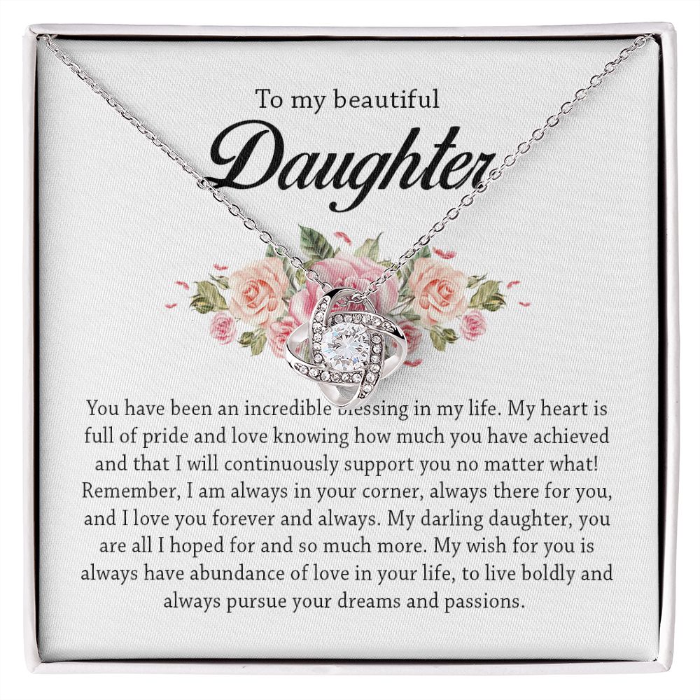 To My Beautiful Daughter, Love Knot Necklace