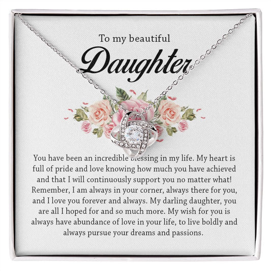 To My Beautiful Daughter, Love Knot Necklace