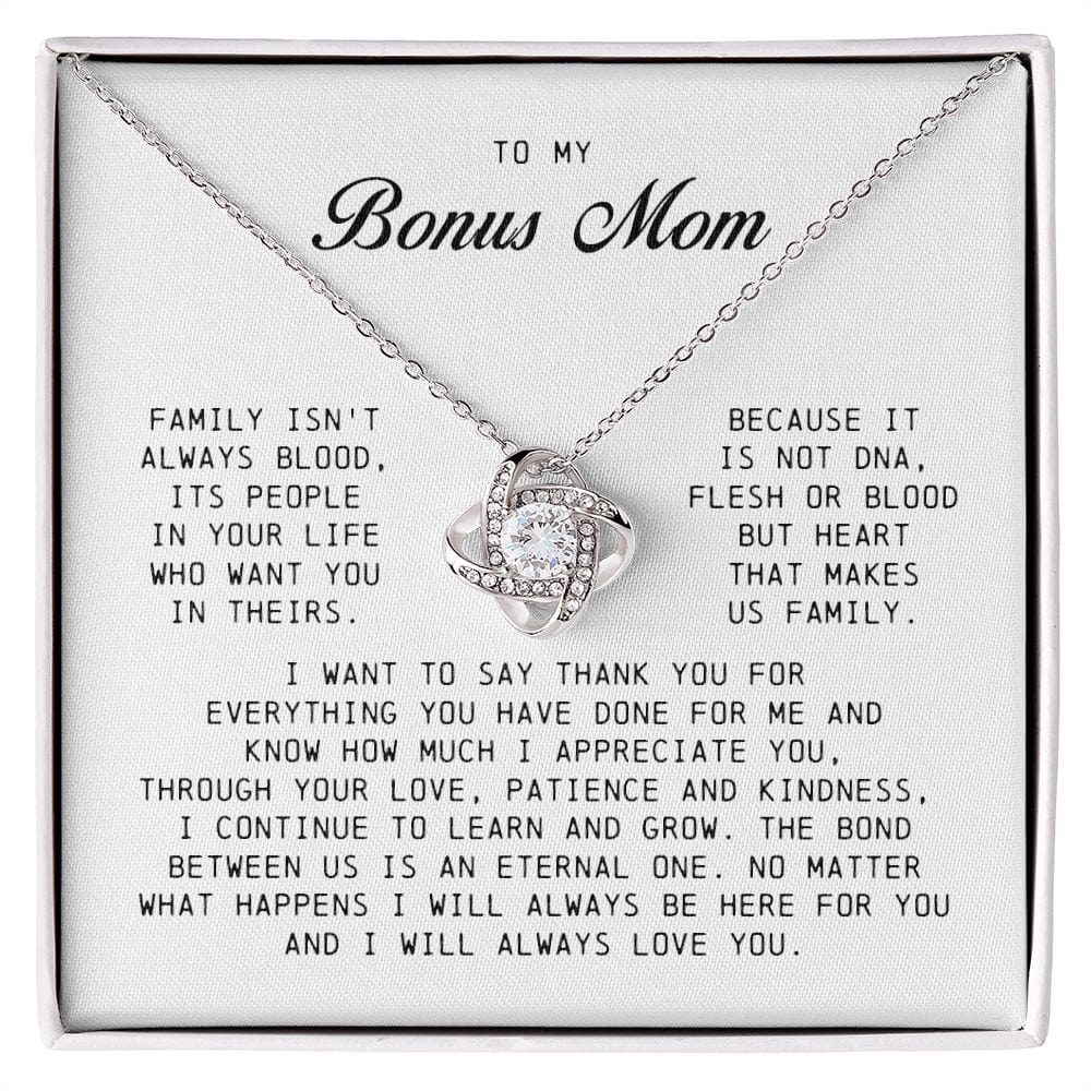 To My Bonus Mom, Love Knot Necklace