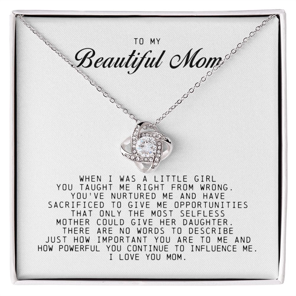 To My Beautiful Mom, Love Knot Necklace