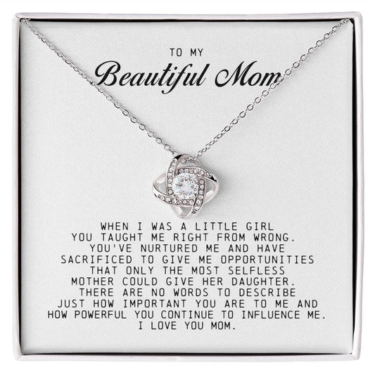 To My Beautiful Mom, Love Knot Necklace