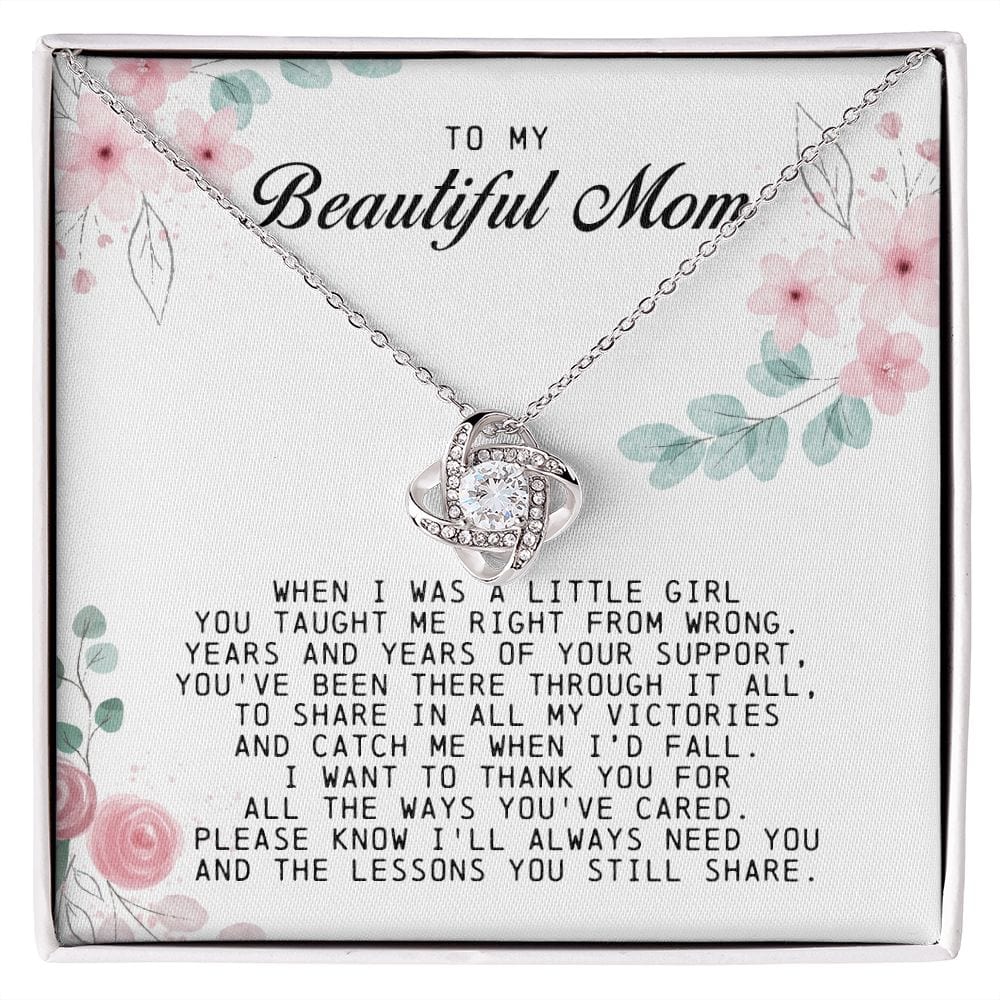 To my Beautiful Mom, Mother's Day Gift, Love Knot Necklace