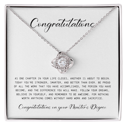 Congratulations on Your Master's Degree, Love Knot Necklace