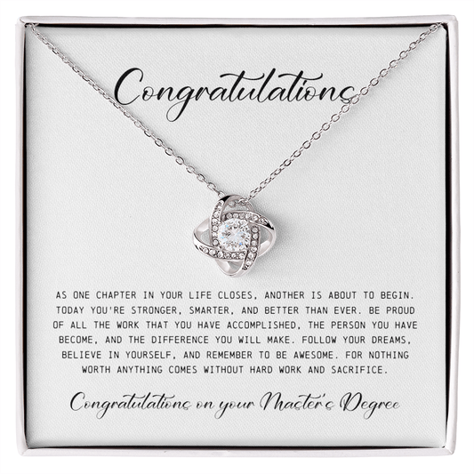Congratulations on Your Master's Degree, Love Knot Necklace