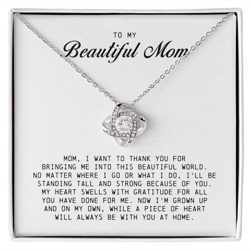 To My Beautiful Mom, Love Knot Necklace