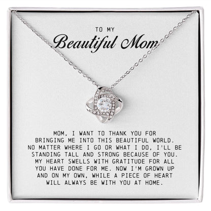 To My Beautiful Mom, Love Knot Necklace