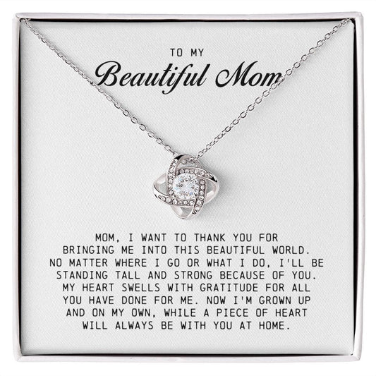 To My Beautiful Mom, Love Knot Necklace