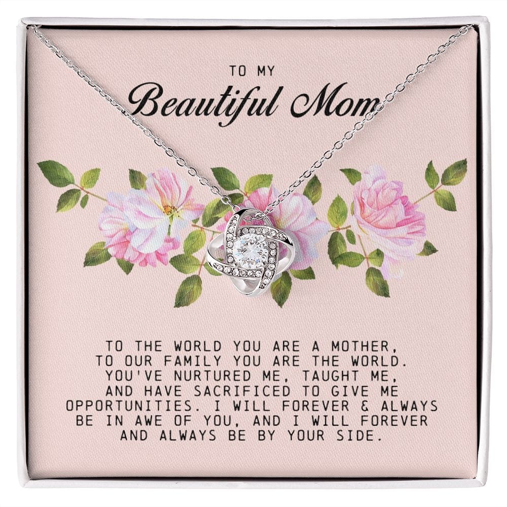 To my Beautiful Mom, Mother's Day Gift, Love Knot Necklace