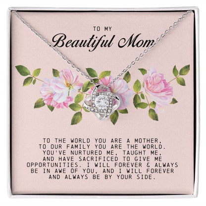 To my Beautiful Mom, Mother's Day Gift, Love Knot Necklace