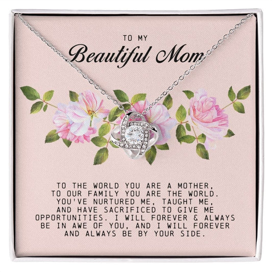 To my Beautiful Mom, Mother's Day Gift, Love Knot Necklace