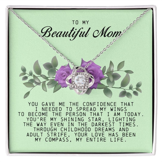 To my Beautiful Mom, Love Knot Necklace, Mother's Day Gift