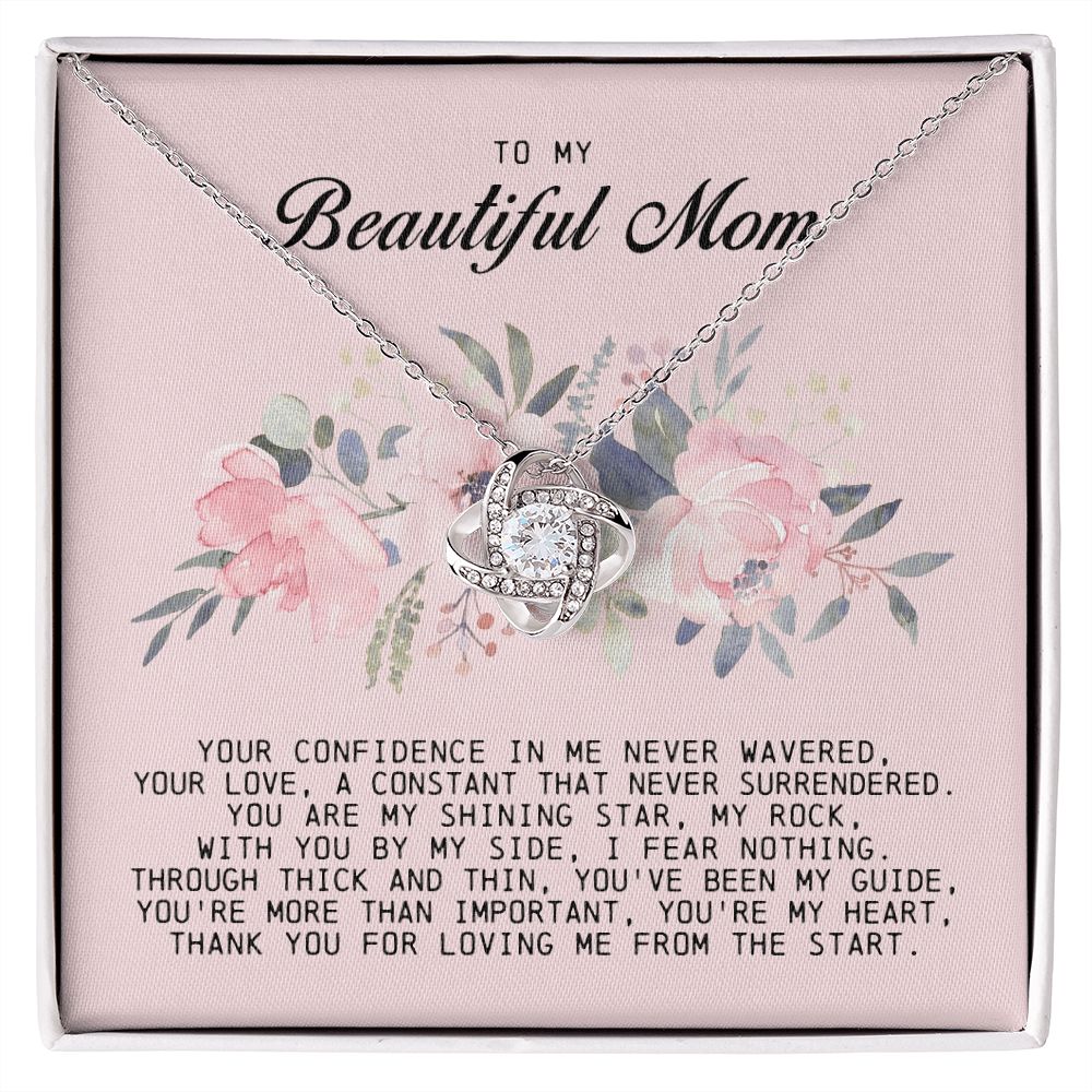 To My Beautiful Mom Love Knot Necklace