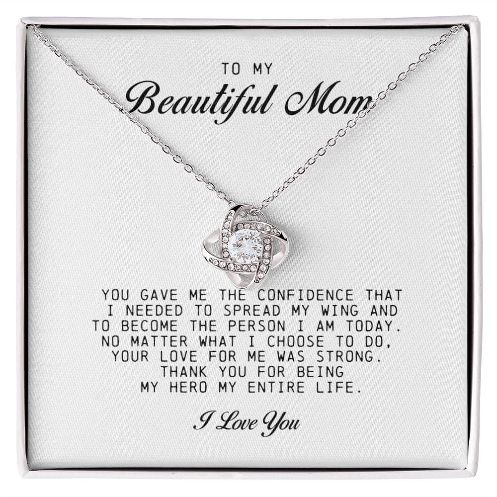 To my Beautiful Mom, Mother's Day Gift, Love Knot Necklace