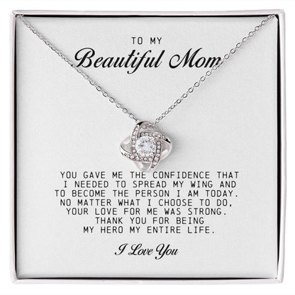 To my Beautiful Mom, Mother's Day Gift, Love Knot Necklace