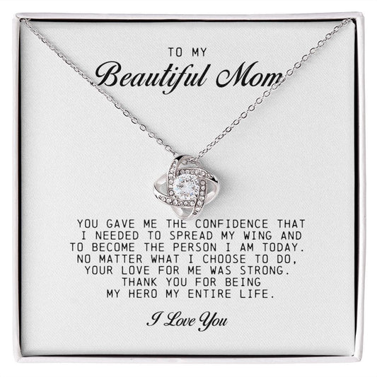 To my Beautiful Mom, Mother's Day Gift, Love Knot Necklace