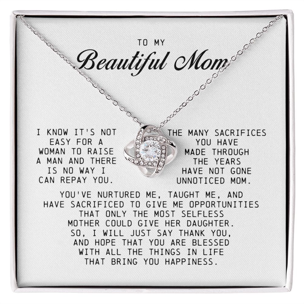 To My Beautiful Mom Love Knot Necklace