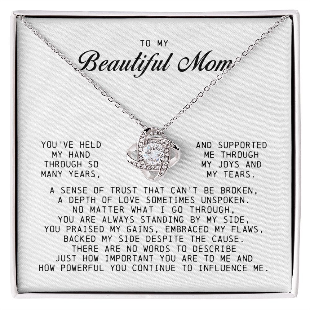 To My Beautiful Mom Love Knot Necklace