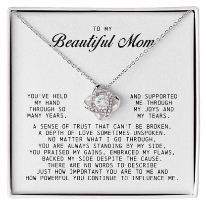To My Beautiful Mom Love Knot Necklace