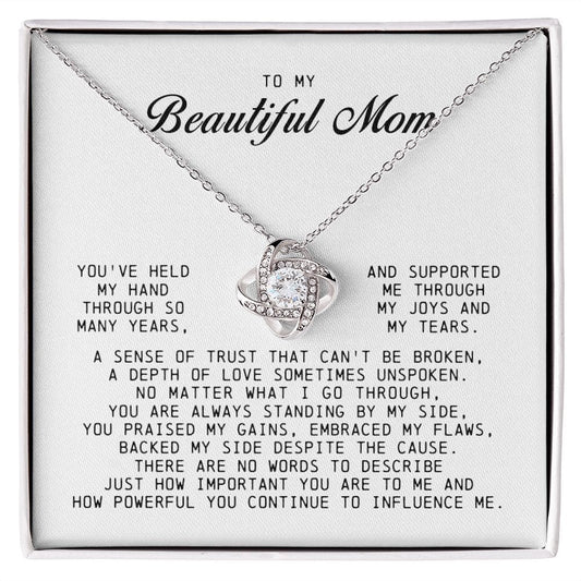 To My Beautiful Mom Love Knot Necklace