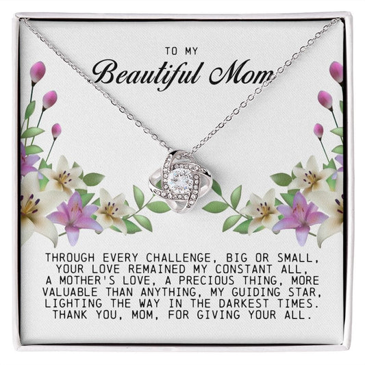 To My Beautiful Mom, Love Knot Necklace