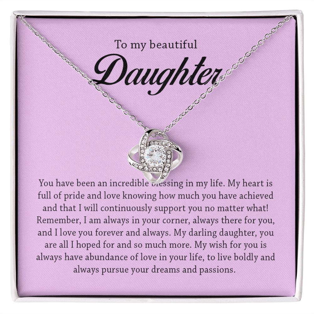 To My Beautiful Daughter, Love Knot Necklace