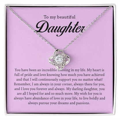 To My Beautiful Daughter, Love Knot Necklace