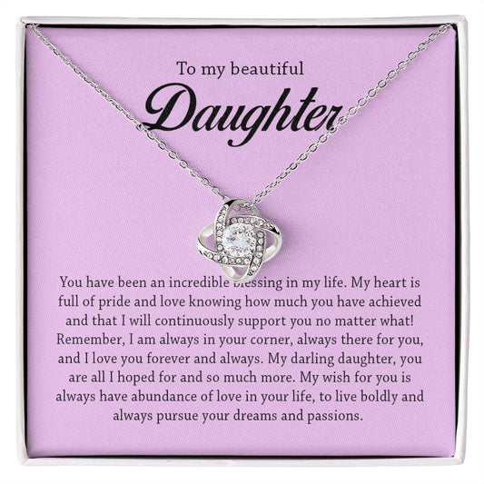 To My Beautiful Daughter, Love Knot Necklace