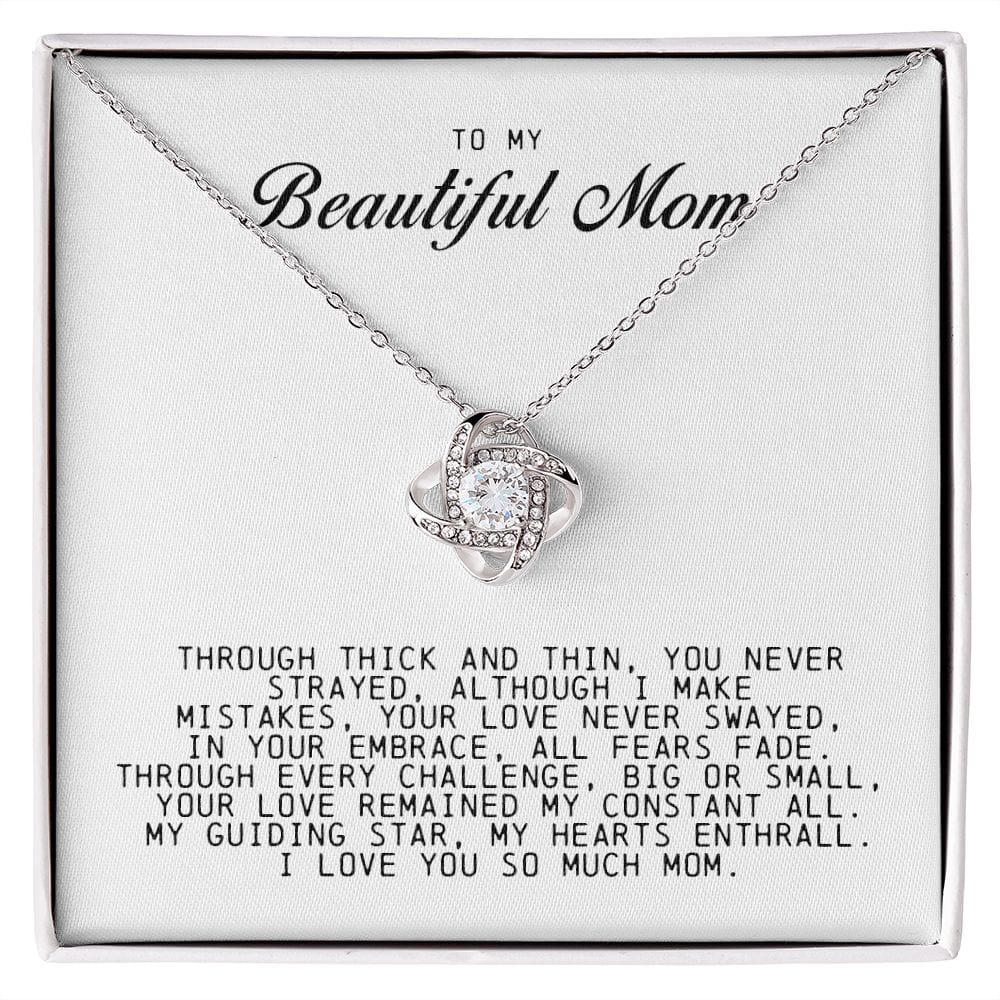 To my Beautiful Mom, Love Knot Necklace, Mother's Day Gift