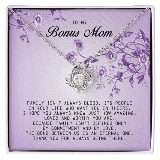To My Bonus Mom, Love Knot Necklace