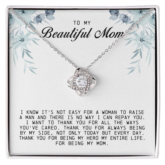 To my Beautiful Mom, Mother's Day Gift, Love Knot Necklace