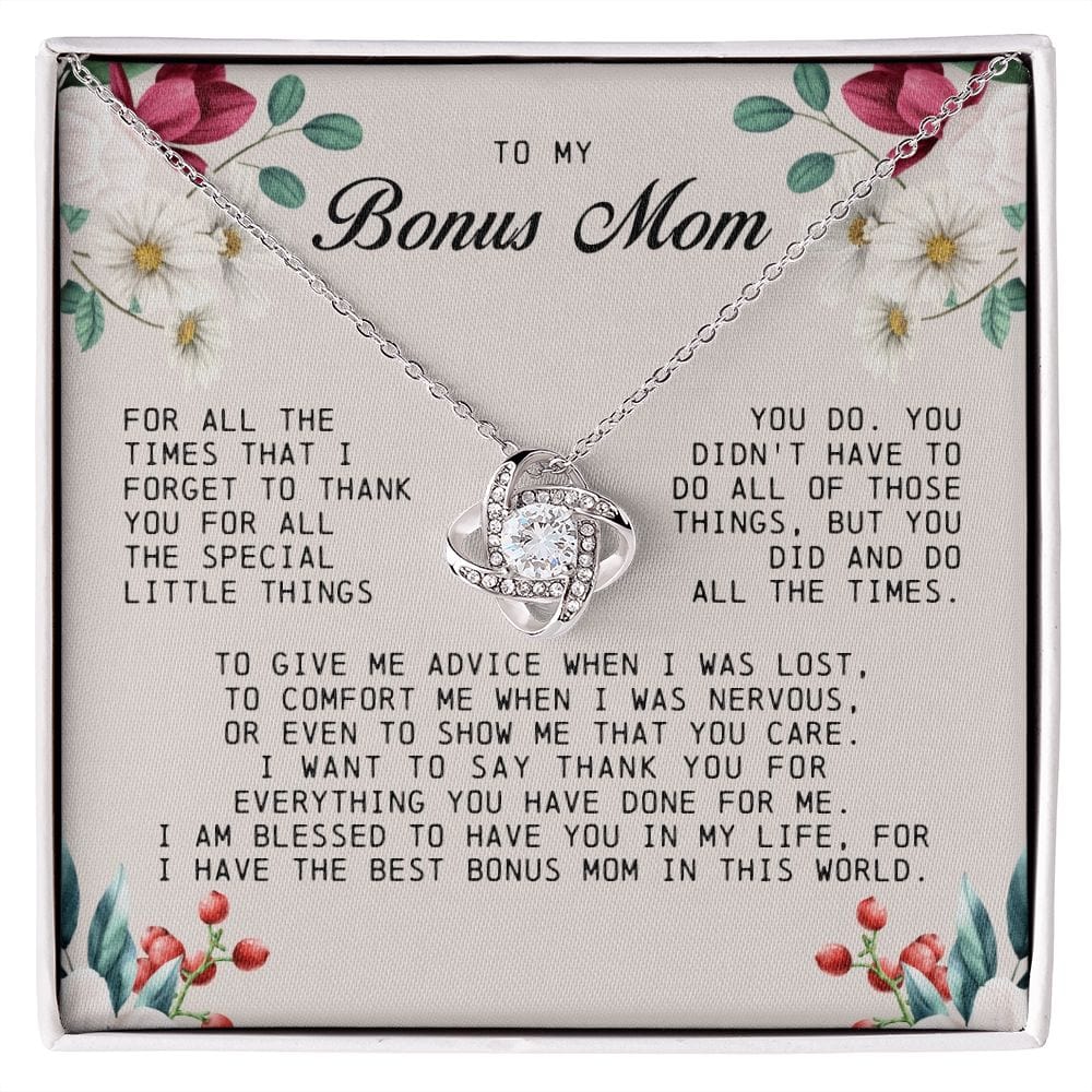 To My Bonus Mom, Love Knot Necklace