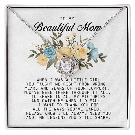 To my Beautiful Mom, Mother's Day Gift, Love Knot Necklace