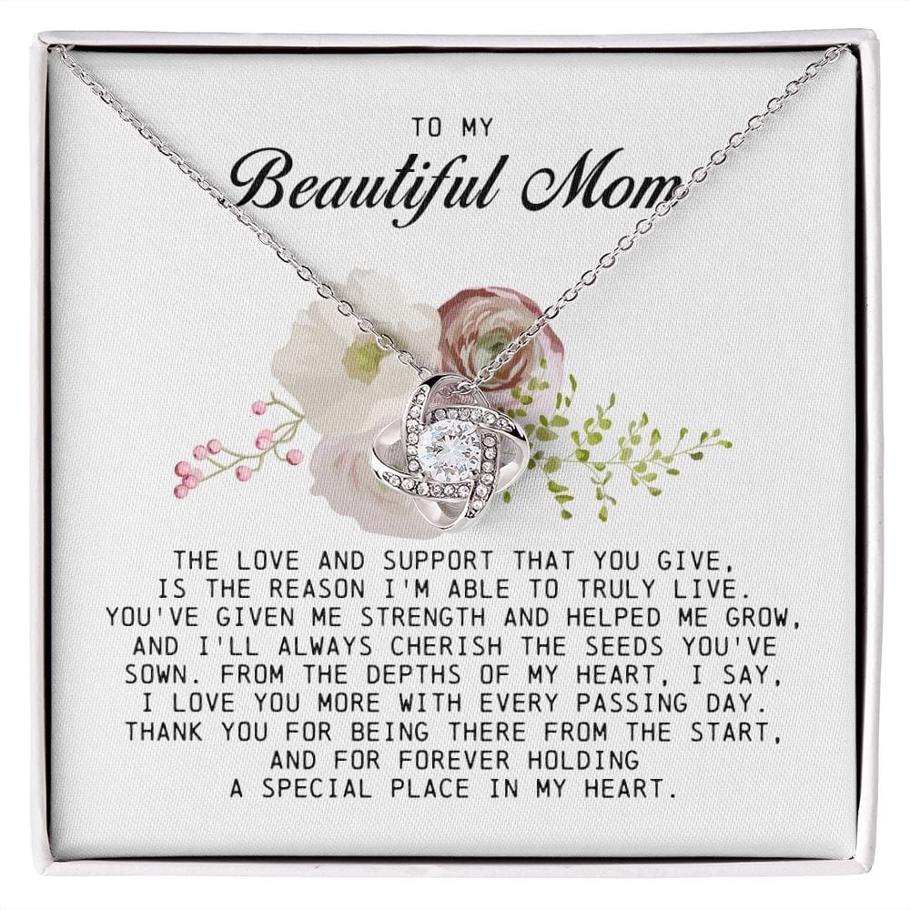 To My Beautiful Mom Love Knot Necklace