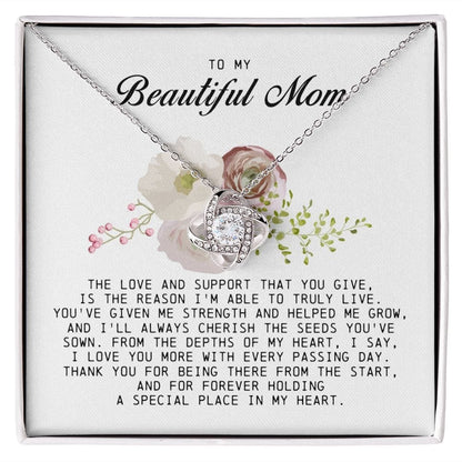 To My Beautiful Mom Love Knot Necklace
