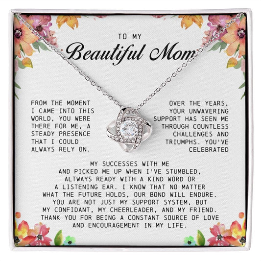 To my Beautiful Mom, Mother's Day Gift, Love Knot Necklace