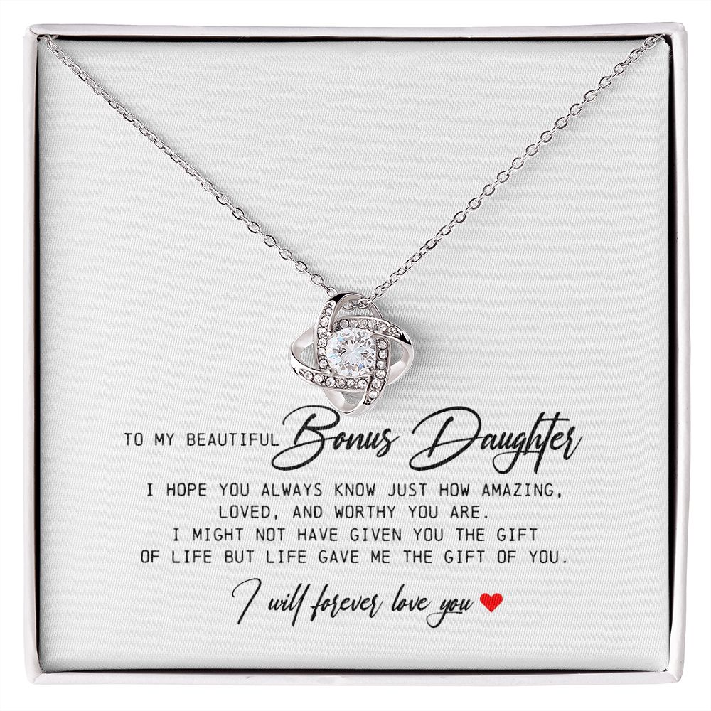 To My Beautiful Bonus Daughter, Love Knot Necklace