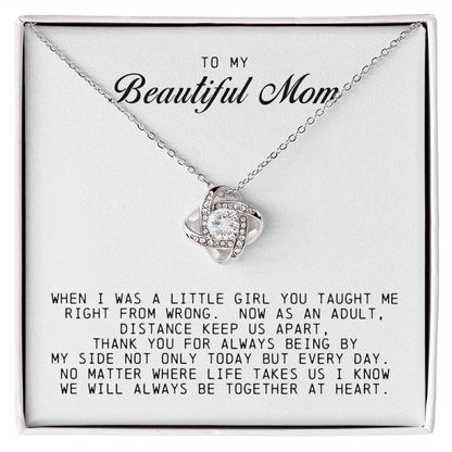 To My Beautiful Mom, Love Knot Necklace