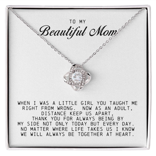 To My Beautiful Mom, Love Knot Necklace
