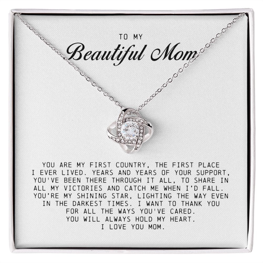 To my Beautiful Mom, Mother's Day Gift, Love Knot Necklace