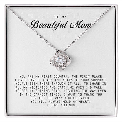 To my Beautiful Mom, Mother's Day Gift, Love Knot Necklace