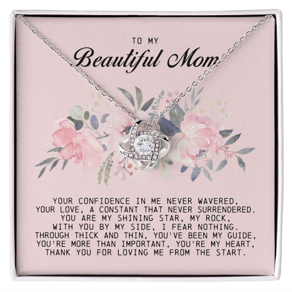 To my Beautiful Mom, Love Knot Necklace, Mother's Day Gift
