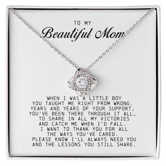 To my Beautiful Mom, Mother's Day Gift, Love Knot Necklace