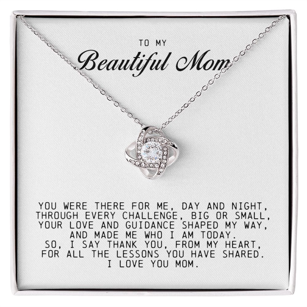 To My Beautiful Mom Love Knot Necklace