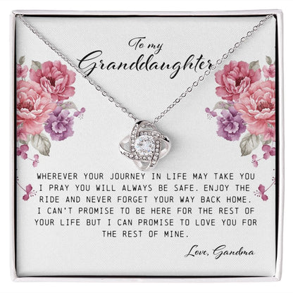 To My Granddaughter, Love Knot Necklace