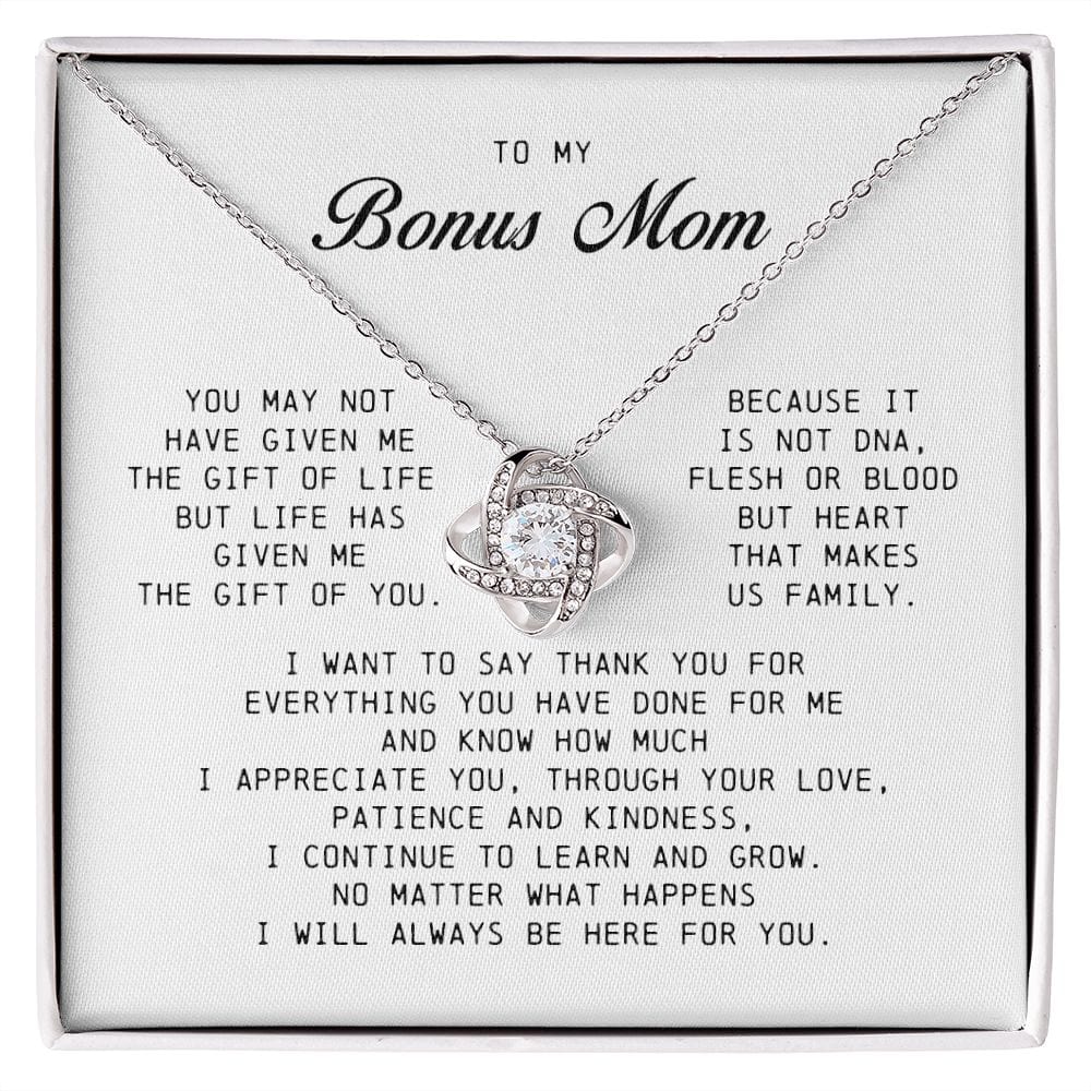 To My Bonus Mom, Love Knot Necklace
