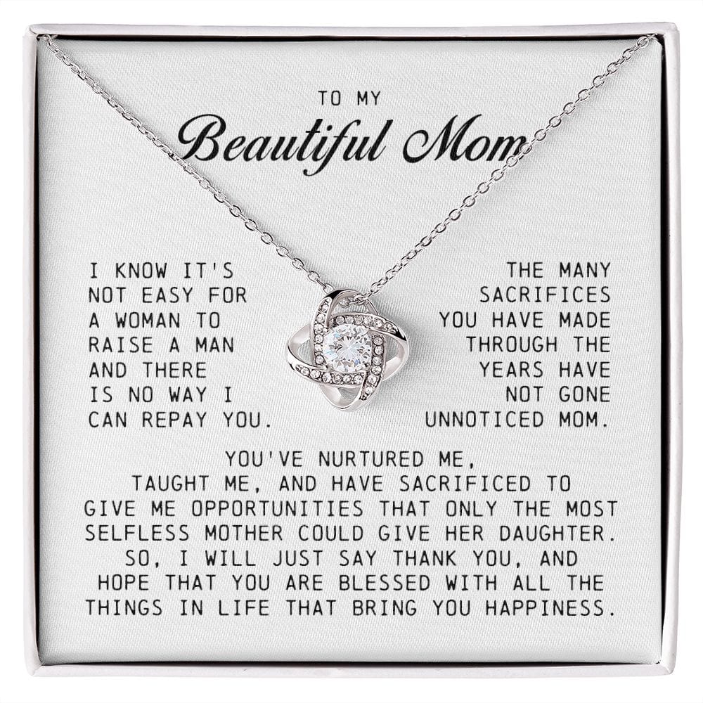 To My Beautiful Mom Love Knot Necklace