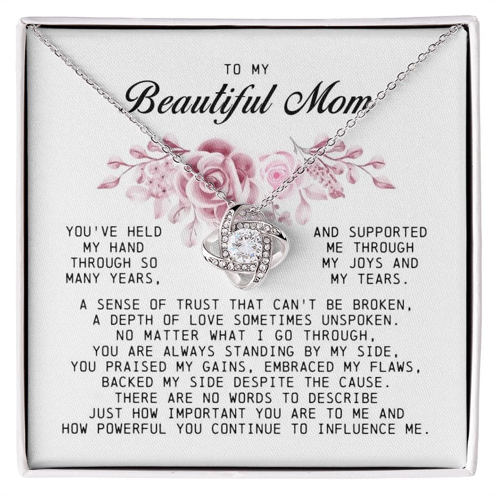 To My Beautiful Mom Love Knot Necklace