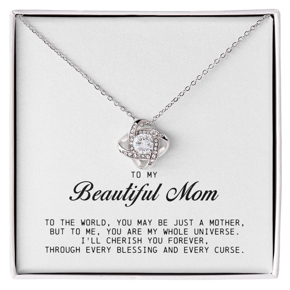 To My Beautiful Mom Love Knot Necklace