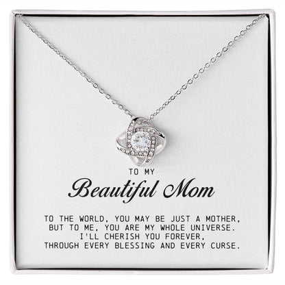 To My Beautiful Mom Love Knot Necklace